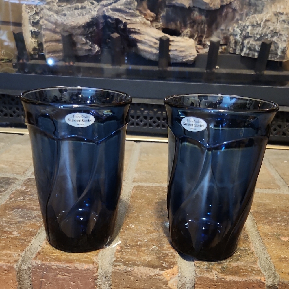 Noritake Sweet Swirl Pattern Tumblers Midnight Blue Set Of 2 Luxury